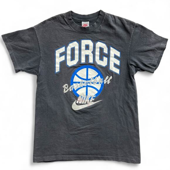 Nike Other - Vintage Nike Force Basketball Swoosh Single Stitch T Shirt Faded Black M USA